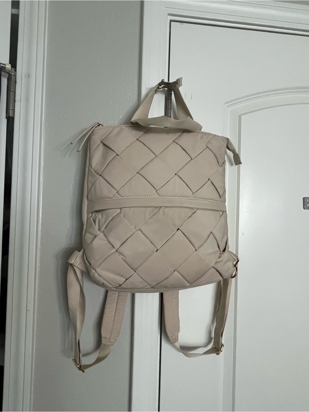 House of Harlow 1960 Neutral Beige Quilted Backpack